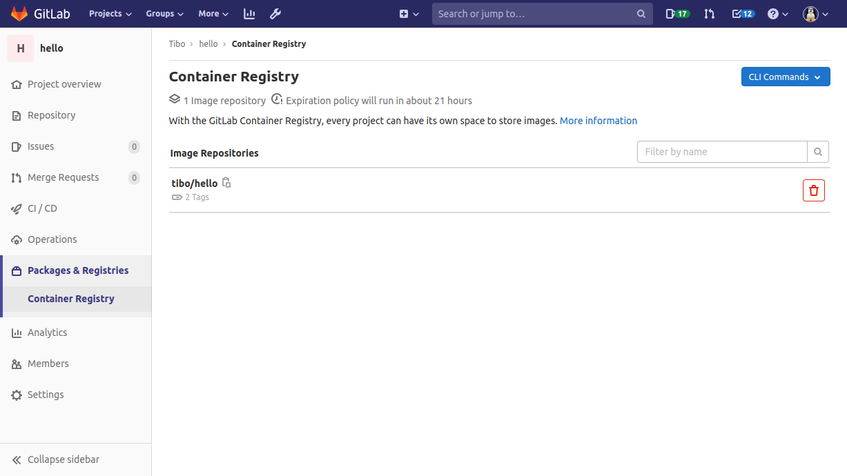 GitLab's container registry
