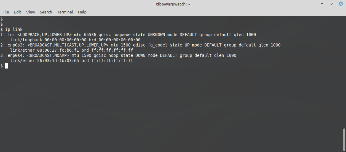 linux ip command get mac address