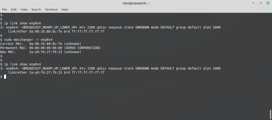 get all mac addresses on pc linux