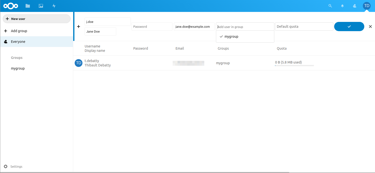 how to add another user nextcloud