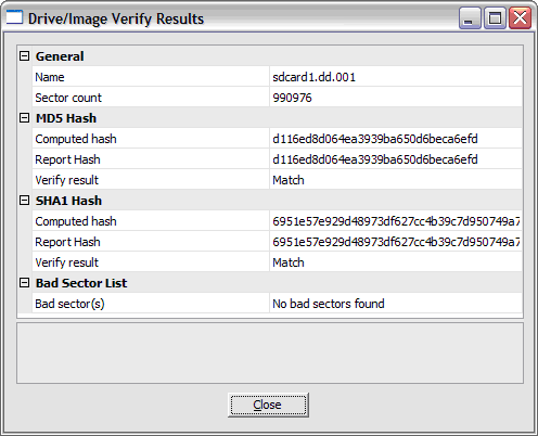 check hash file in accessdata ftk imager